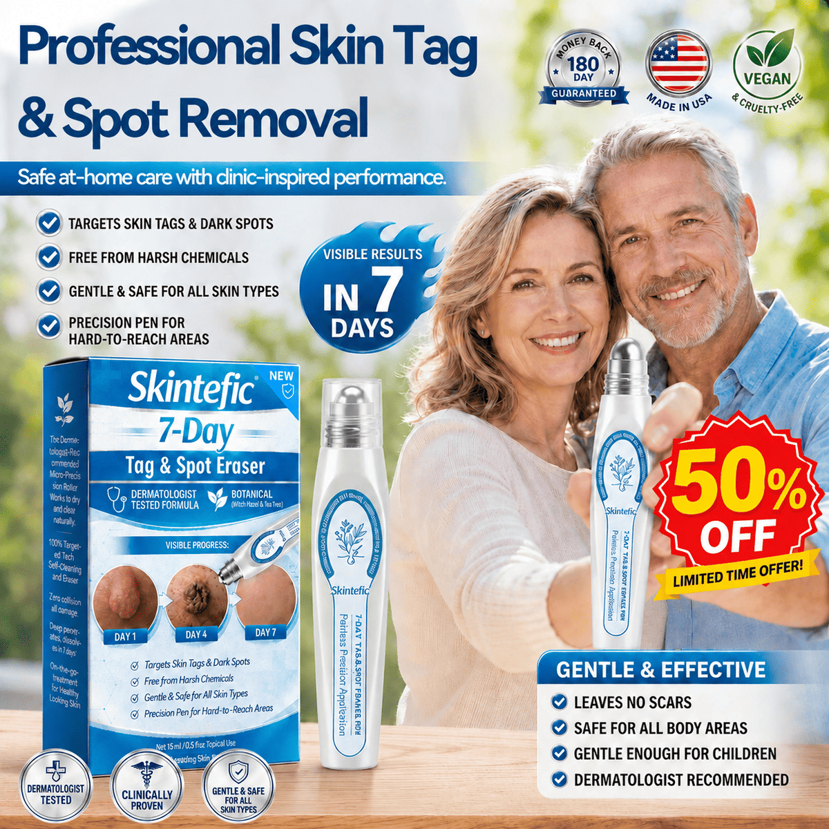 𝐎𝐟𝐟𝐢𝐜𝐢𝐚𝐥 𝐁𝐫𝐚𝐧𝐝 𝐒𝐭𝐨𝐫𝐞 |🧿Skintefic®7-Tage Hautanhängsel- und Fleckenentferner Schmerzfreie & Narbenfreie Fortschrittliche Makelentfernungs-Rollkugelstift (Null Schmerz, Null Narben Rollkugel)💠