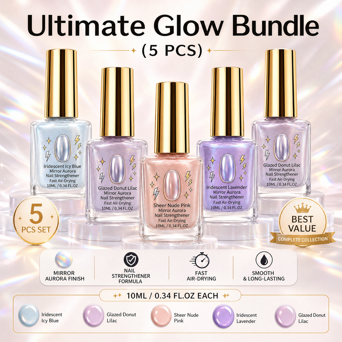 Promotion dernier jour : -70 % 🔥2026 Soin et réparation des ongles Lilas Aurore effet miroir, fortifiant