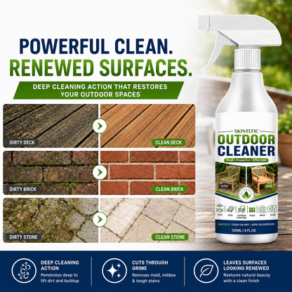 🌿 ¡79% DE DESCUENTO POR TIEMPO LIMITADO! Limpiador en Spray para Superficies de Exterior, Quitamanchas de Acción Rápida para Patios, Muebles de Madera y Superficies Exteriores